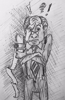 pencil sketch of frustrated auditor