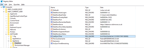 registry editor in files screenshot
