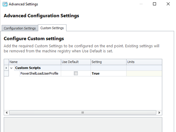 advanced configuration settings screenshot