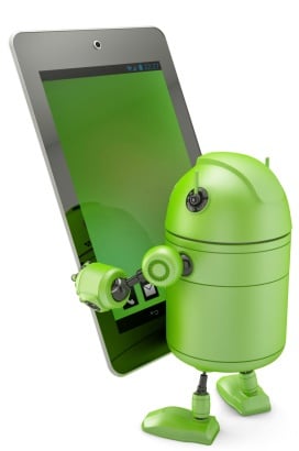 android character holding large android