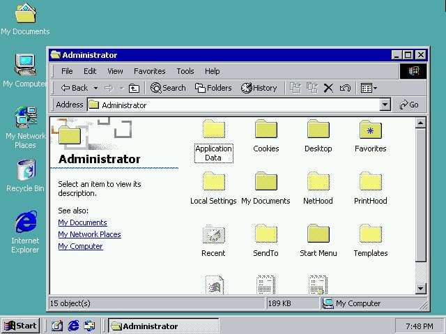 administrator - history of windows profiles screenshot