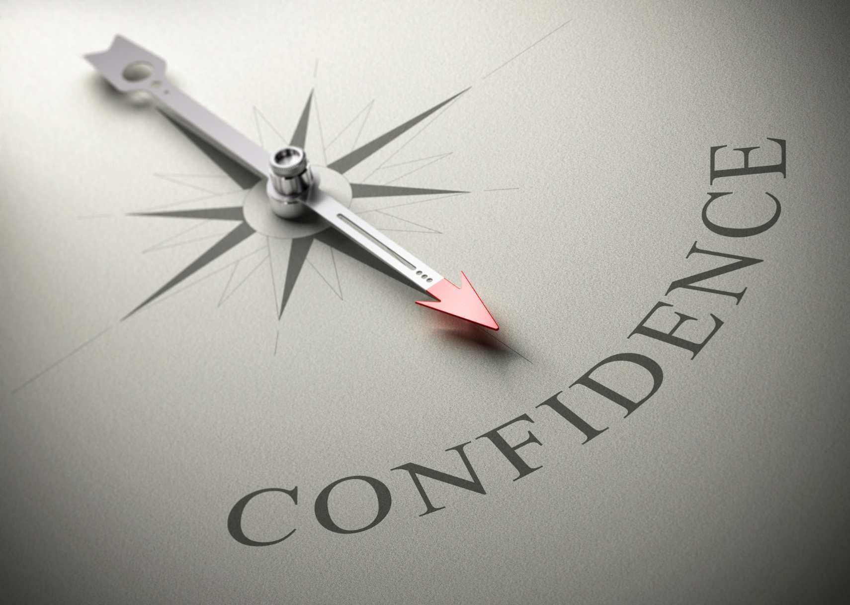 compass pointing to the word confidence