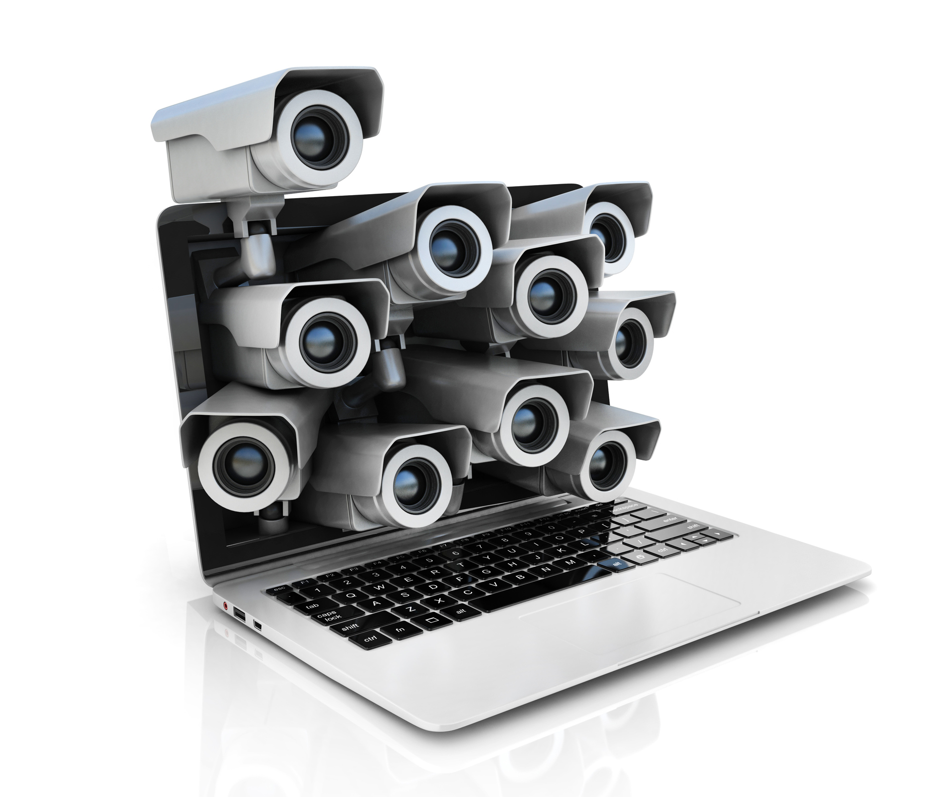 security cameras coming out of a laptop