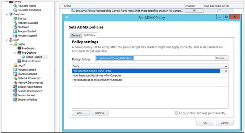 set ADMX policy screenshot