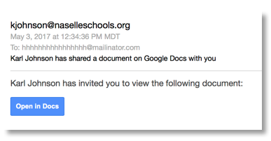 shared google doc notification invitation screenshot