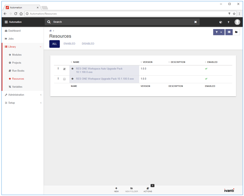 ivanti automation - library - resources screenshot