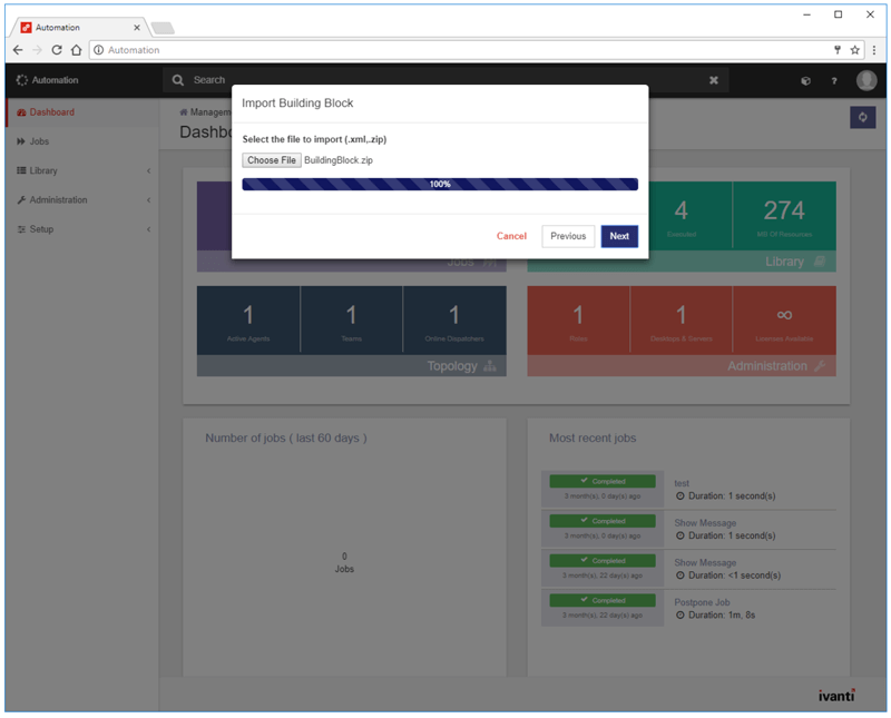 ivanti automation - dashboard screenshot