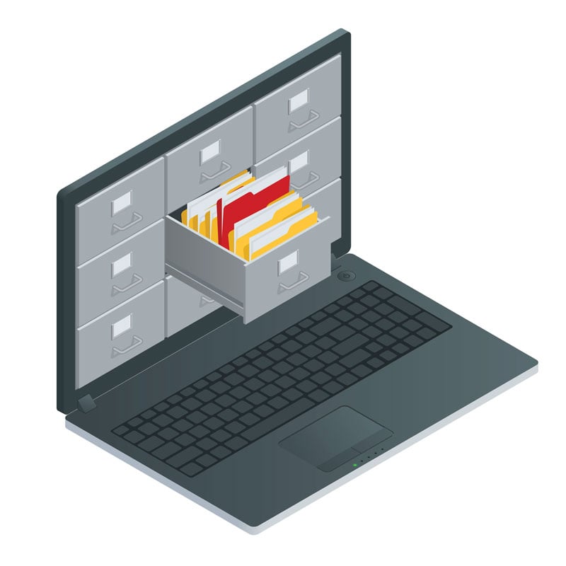 file cabinets on laptop screen graphic