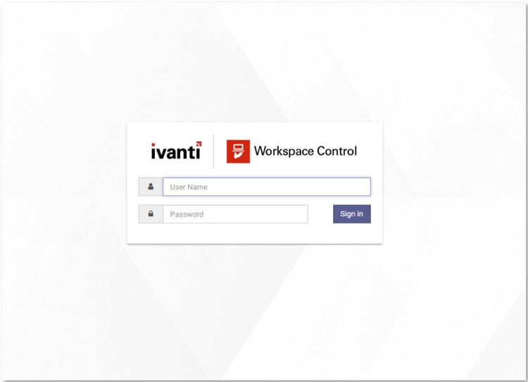 ivanti workspace control - sign in screenshot
