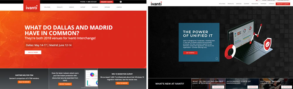 ivanti home webpage screenshot