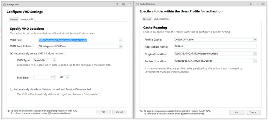 manage VHD settings - screenshot