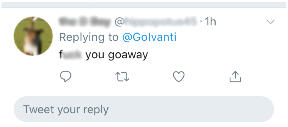 unkown user replying to @GoIvanti's tweet f*** you goaway