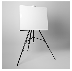 blank whiteboard on tripod