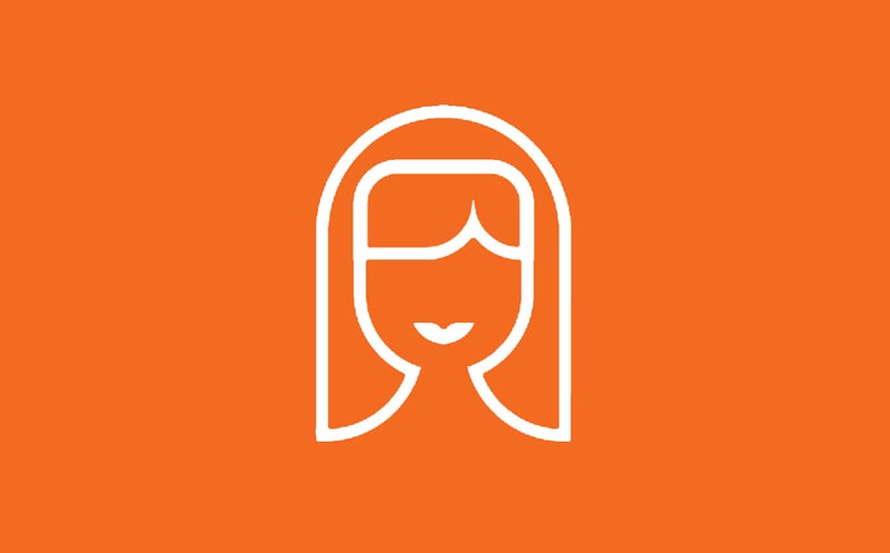 woman icon w orange background