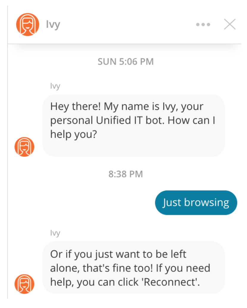 Ivy chatbot conversation screenshot