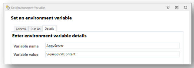 set environment variable - details screenshot