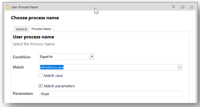 user process name - choose process name - screenshot