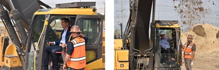 business men using construction machines