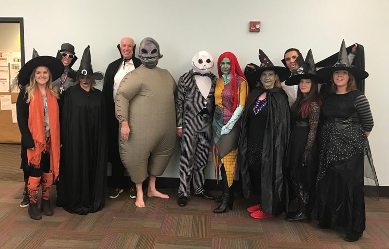 coworkers dressed as nightmare before xmas 