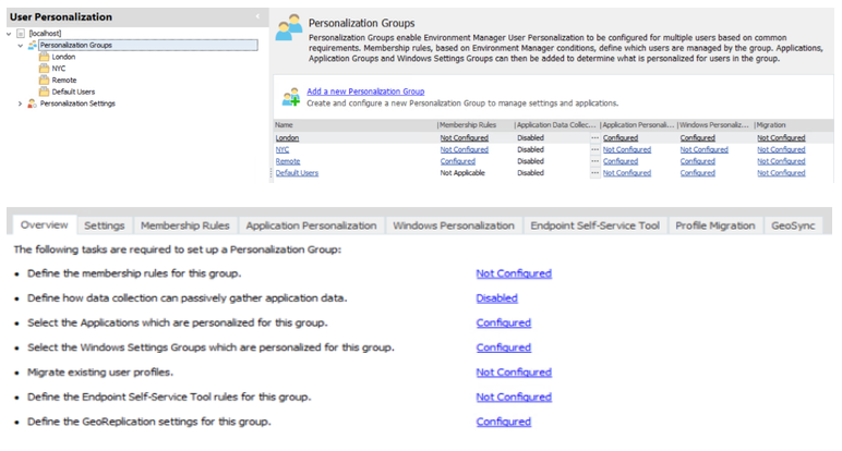 user personalization - personalization groups - overview screenshot