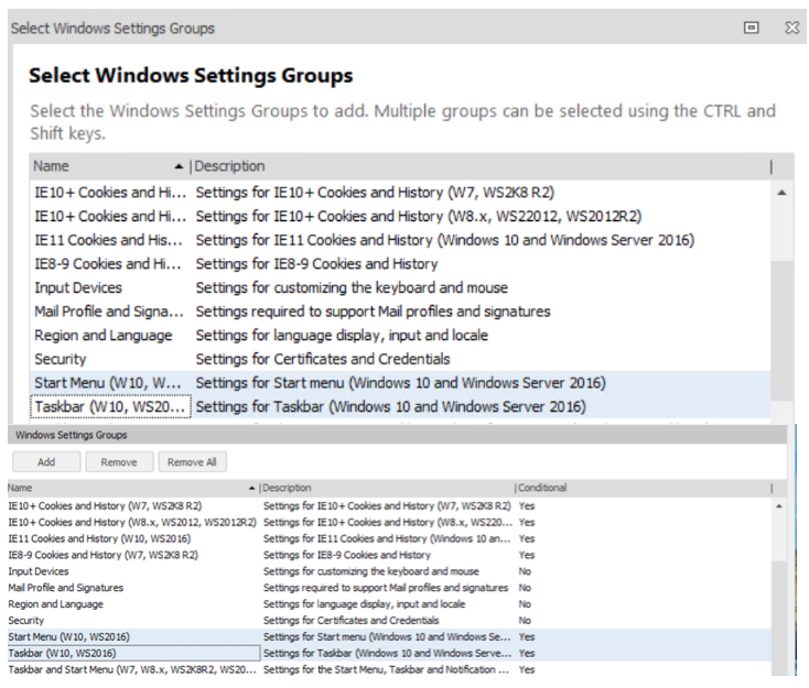 select windows settings groups screenshot