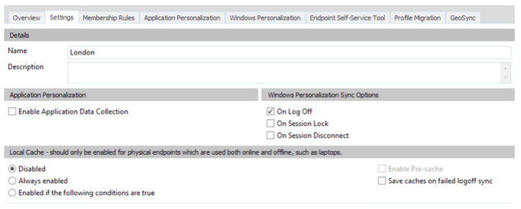 settings - details - local cache screenshot