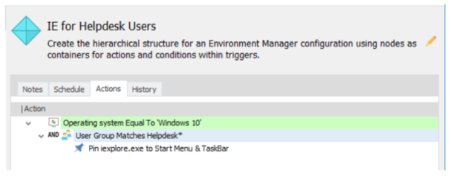 IE for helpdesk users - actions screenshot