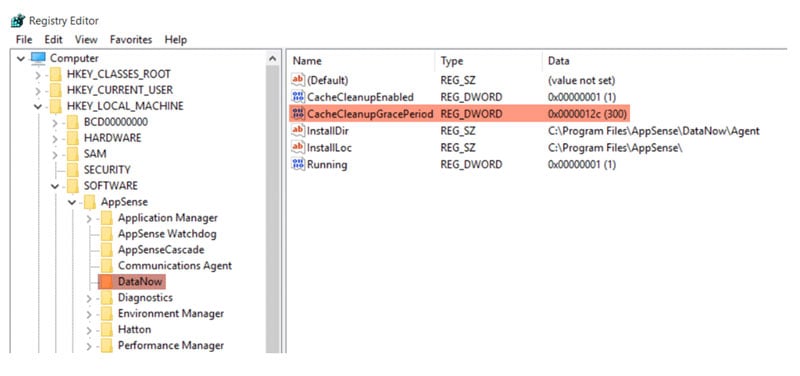 new file director 2018 3 windows client cache management - registry editor - computer - datanow - screenshot