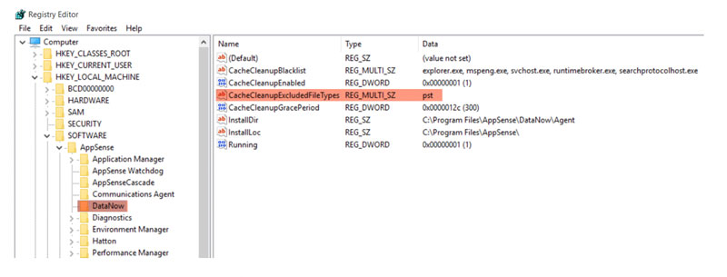 new file director 2018 3 windows client cache management - registry editor - computer - datanow - screenshot