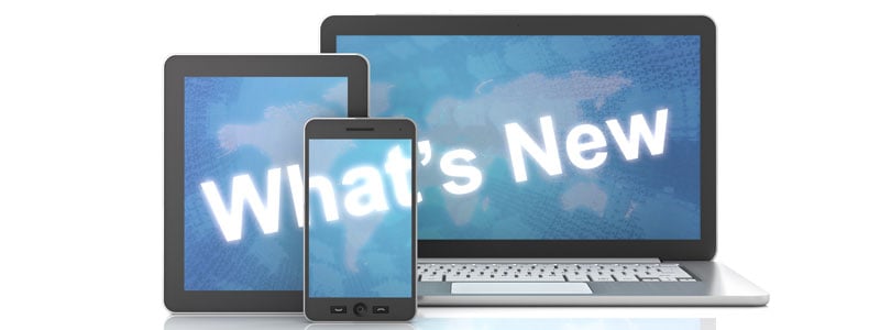 what's new spelt out across smartphone, tablet, and laptop