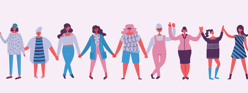 women holding hands graphic