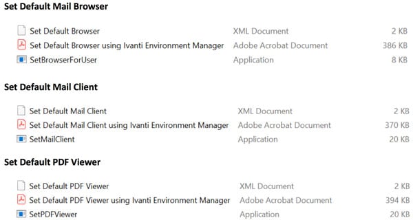 set windows 10 default apps with ivanti environment manager screenshot