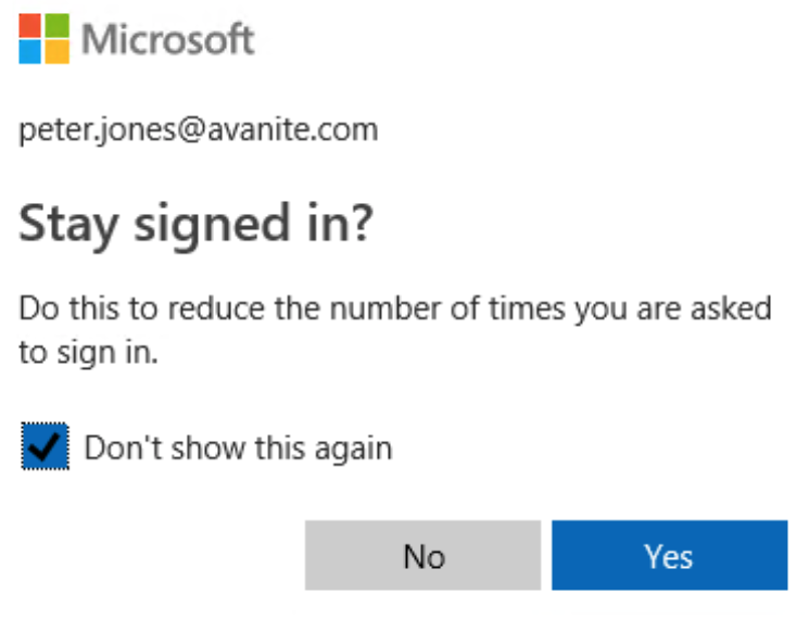 microsoft stay signed-in? screenshot