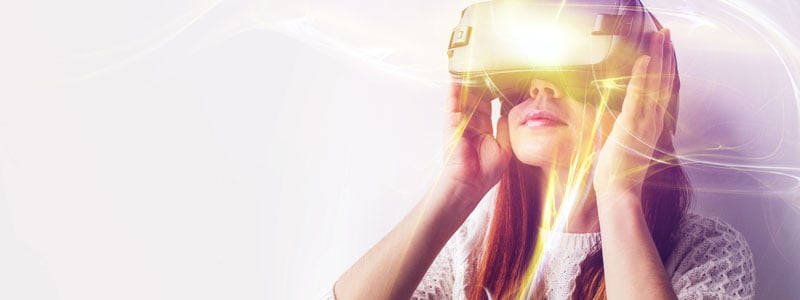 a woman wearing a vr headset