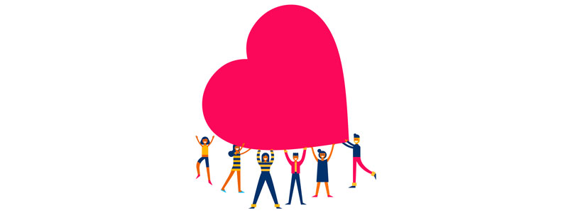illustration of people holding up a big heart