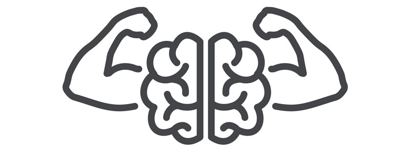 vector image of a brain with flexing arms