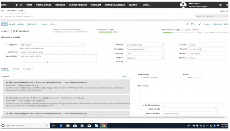 ivanti cloud incident screen