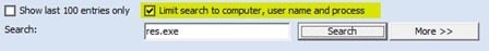 limit search to computer, user name and process