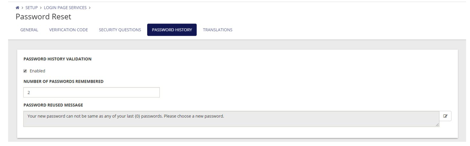 password reset - password history