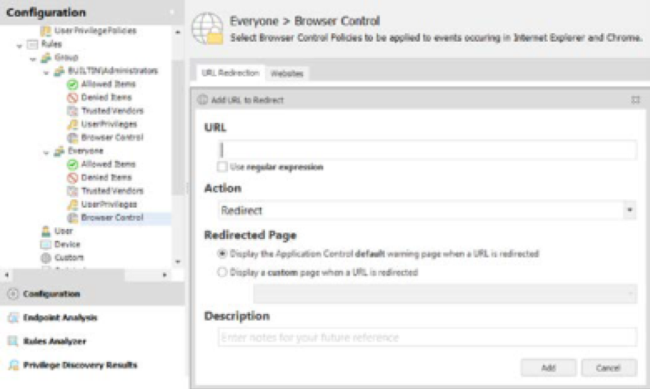 browser control - url redirection