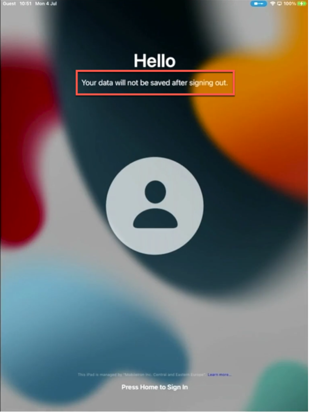 screenshot of attempted login where it says your data will not be saved after logging out