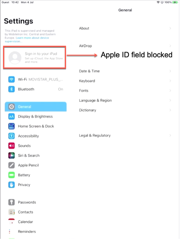 apple id field blocked screenshot