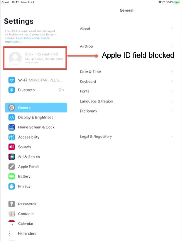 apple id field blocked screenshot