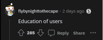 reddit comment: education of users
