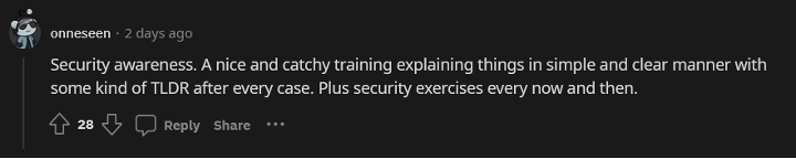 reddit comment: security awareness