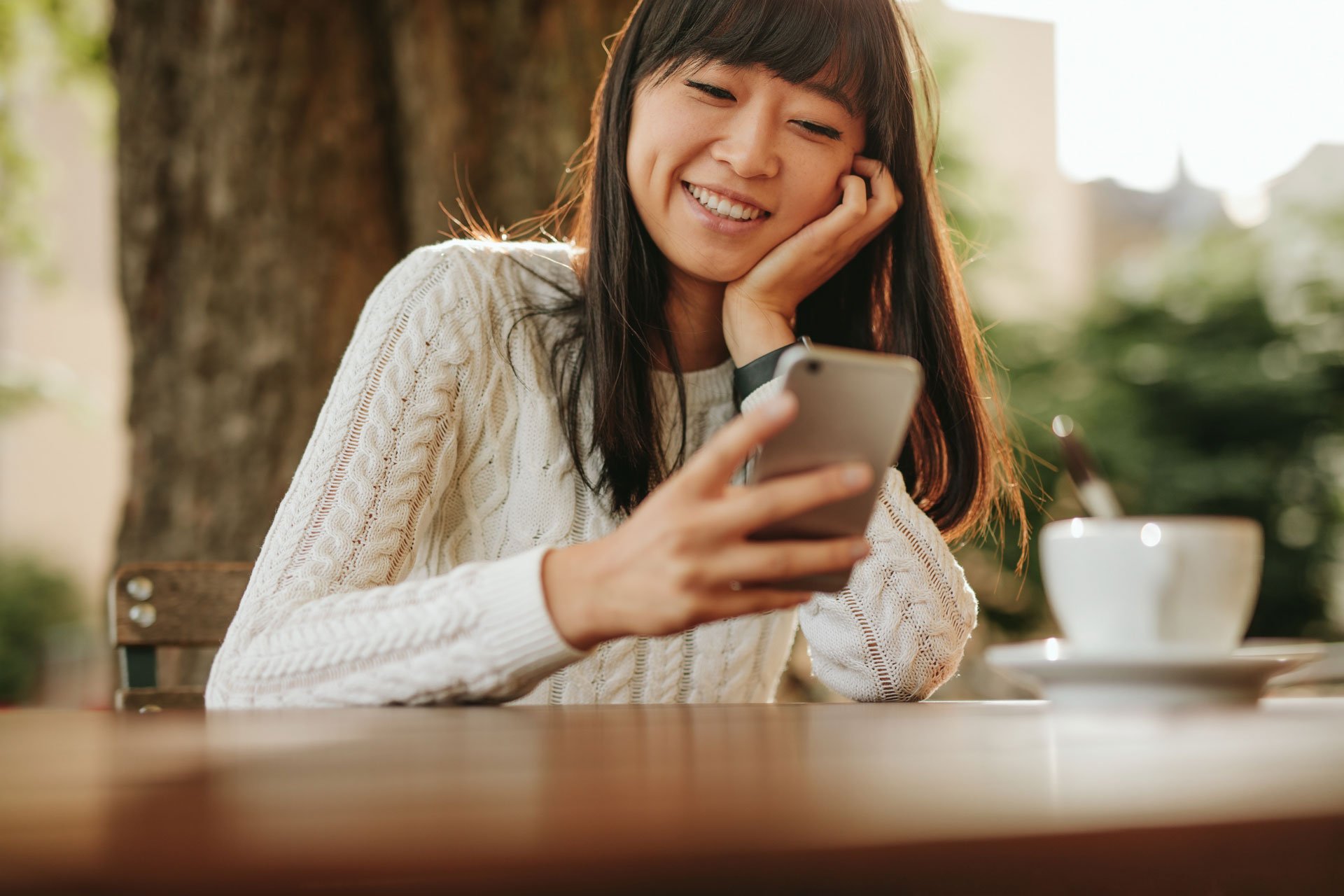 Person using a cell phone.