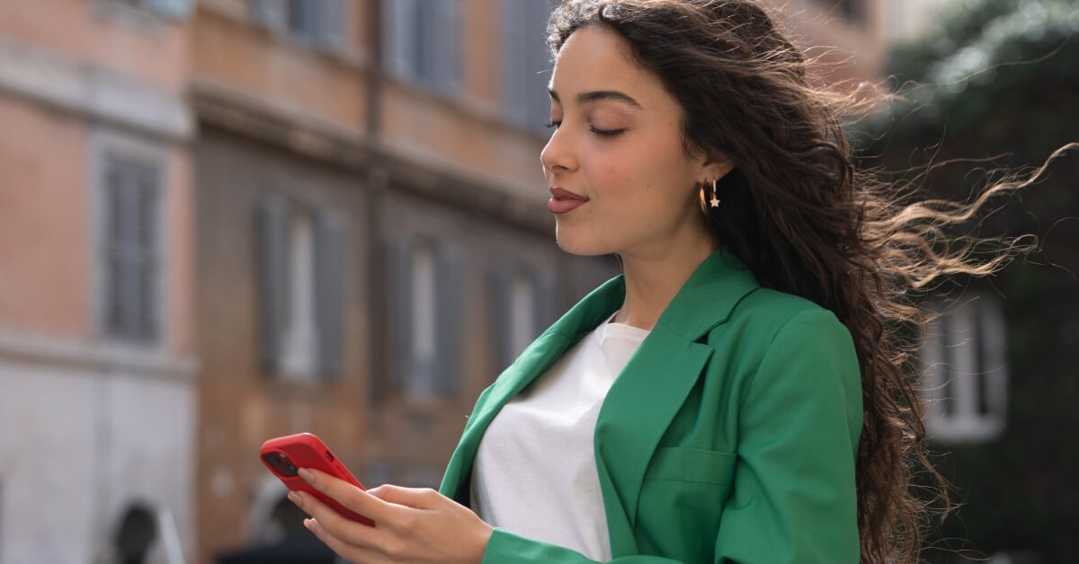 Woman checking her mobile phone