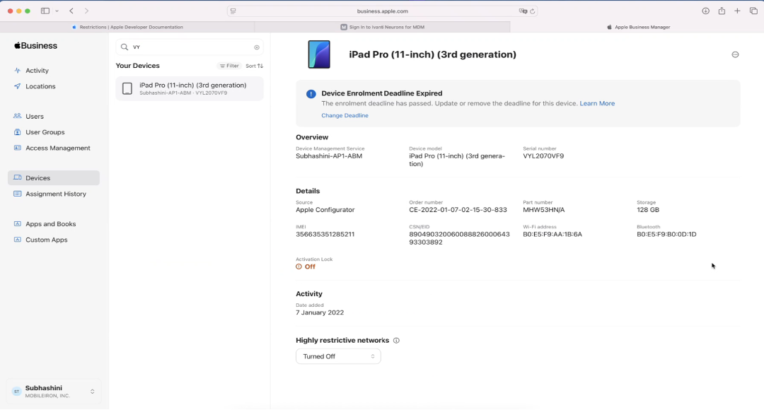 Device Migration via the ABM console