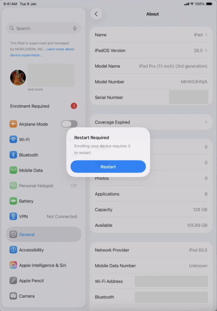 Device Migration via the ABM console screenshot