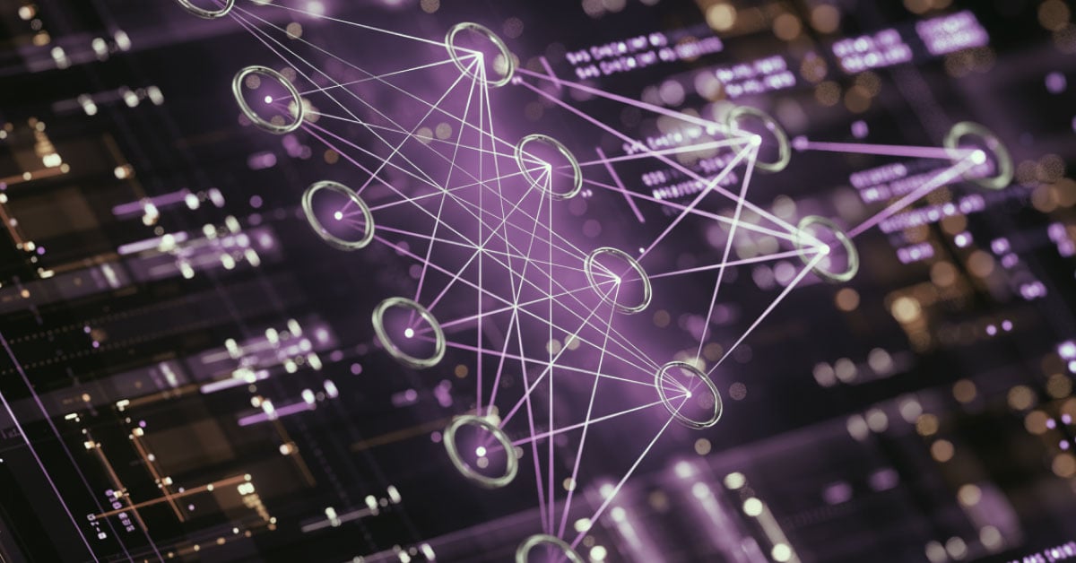 hotspots on a circuit board connected by rays of light